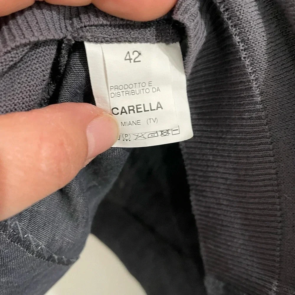 Tonet Carella Italy Grey Linen & Cotton Long Sleeve Minimalist Top M 6-8